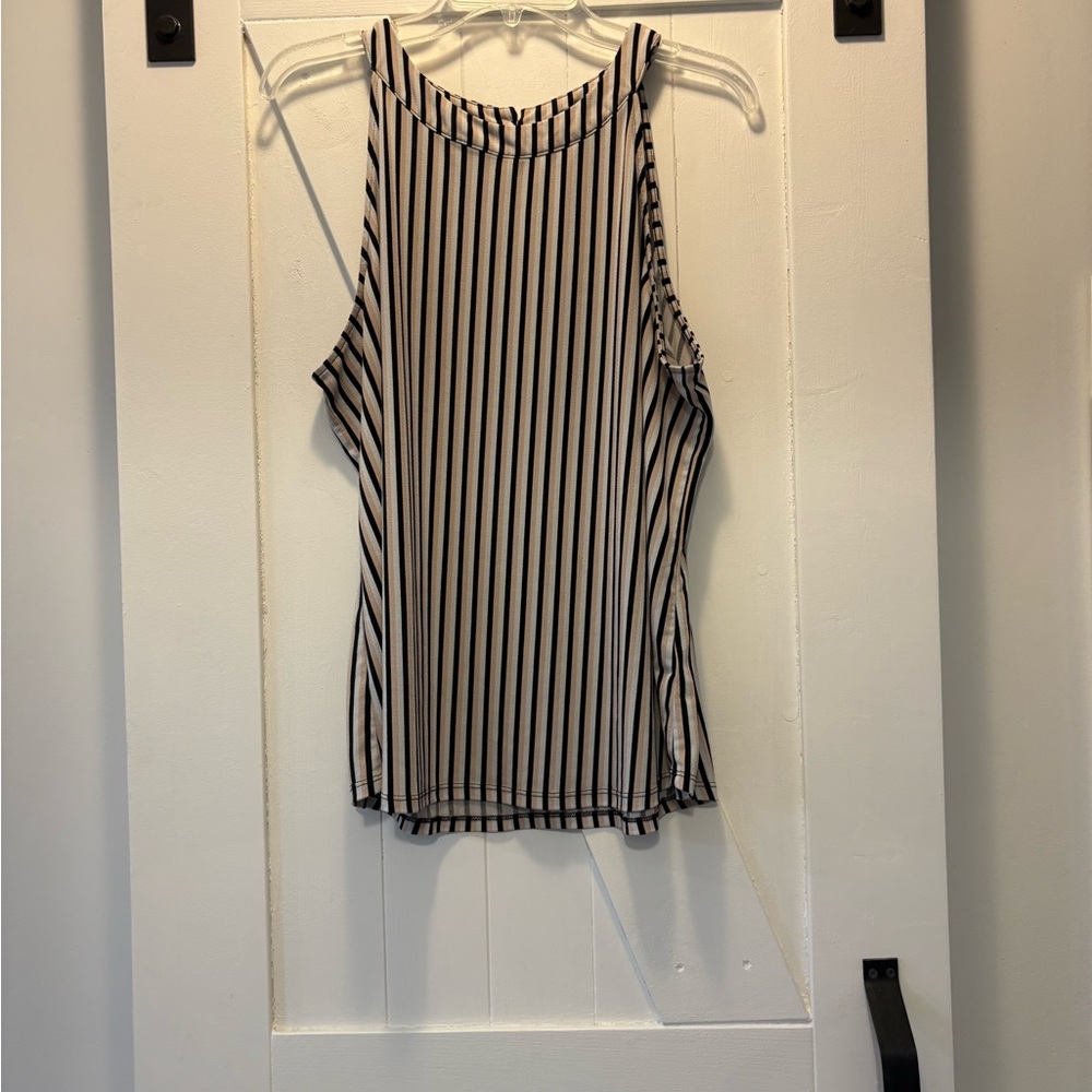 Black White and Tan Sleeveless Top